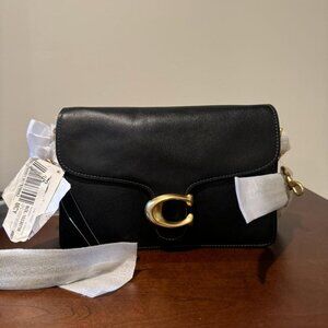COACH Chain Tabby Leather Small Shoulderu Brass Black